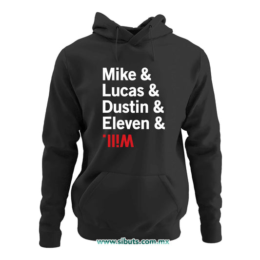 Sudadera Mujer Gorro Stranger Things Names Mike Lucas Dustin Eleven Will