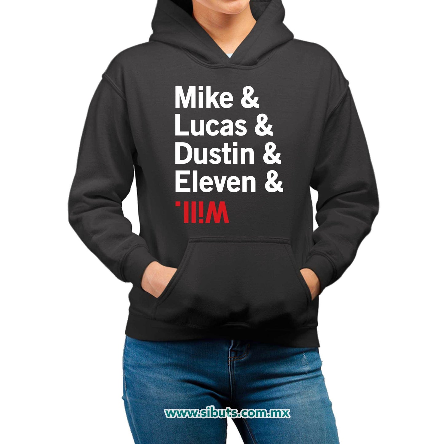 Sudadera Mujer Gorro Stranger Things Names Mike Lucas Dustin Eleven Will