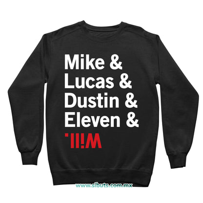 Sudadera Niño Cuello Redondo Stranger Things Names Mike Lucas Dustin Eleven Will