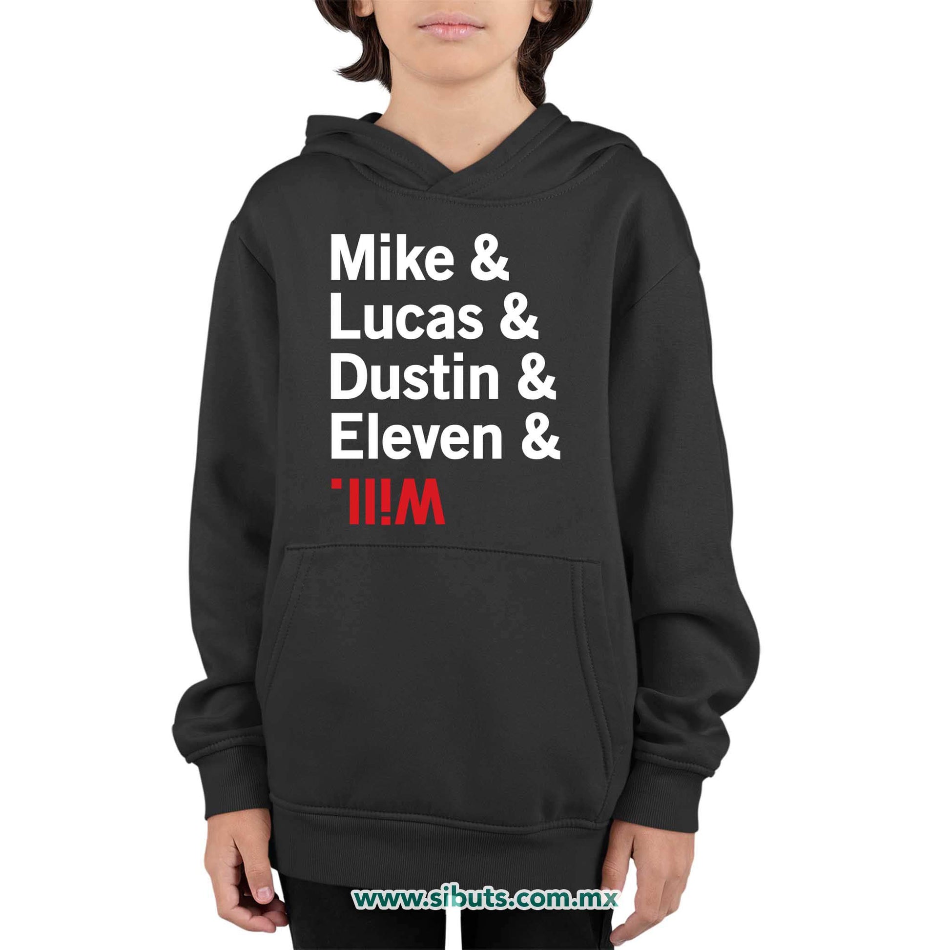 Sudadera Niño Gorro Stranger Things Names Mike Lucas Dustin Eleven Will