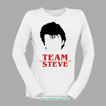 Playera Mujer Manga Larga Stranger Things Team Steve