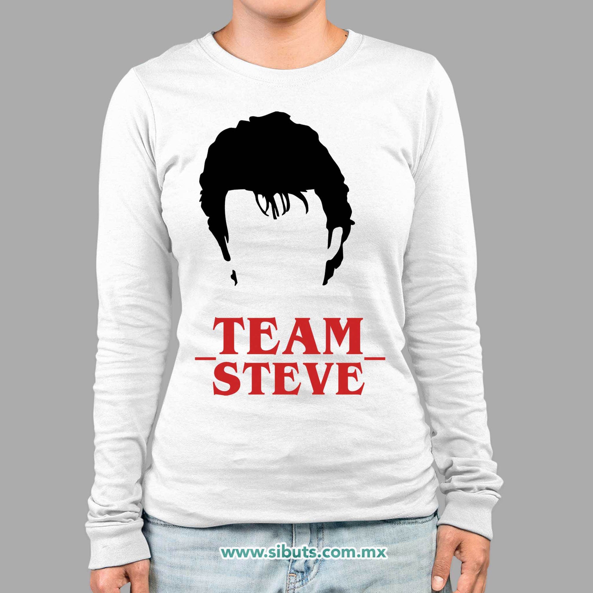 Playera Mujer Manga Larga Stranger Things Team Steve