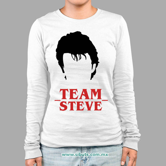 Playera Mujer Manga Larga Stranger Things Team Steve