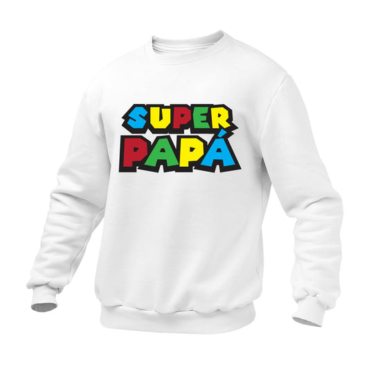 Sudadera Hombre Cuello Redondo Super Papá Mario Bros