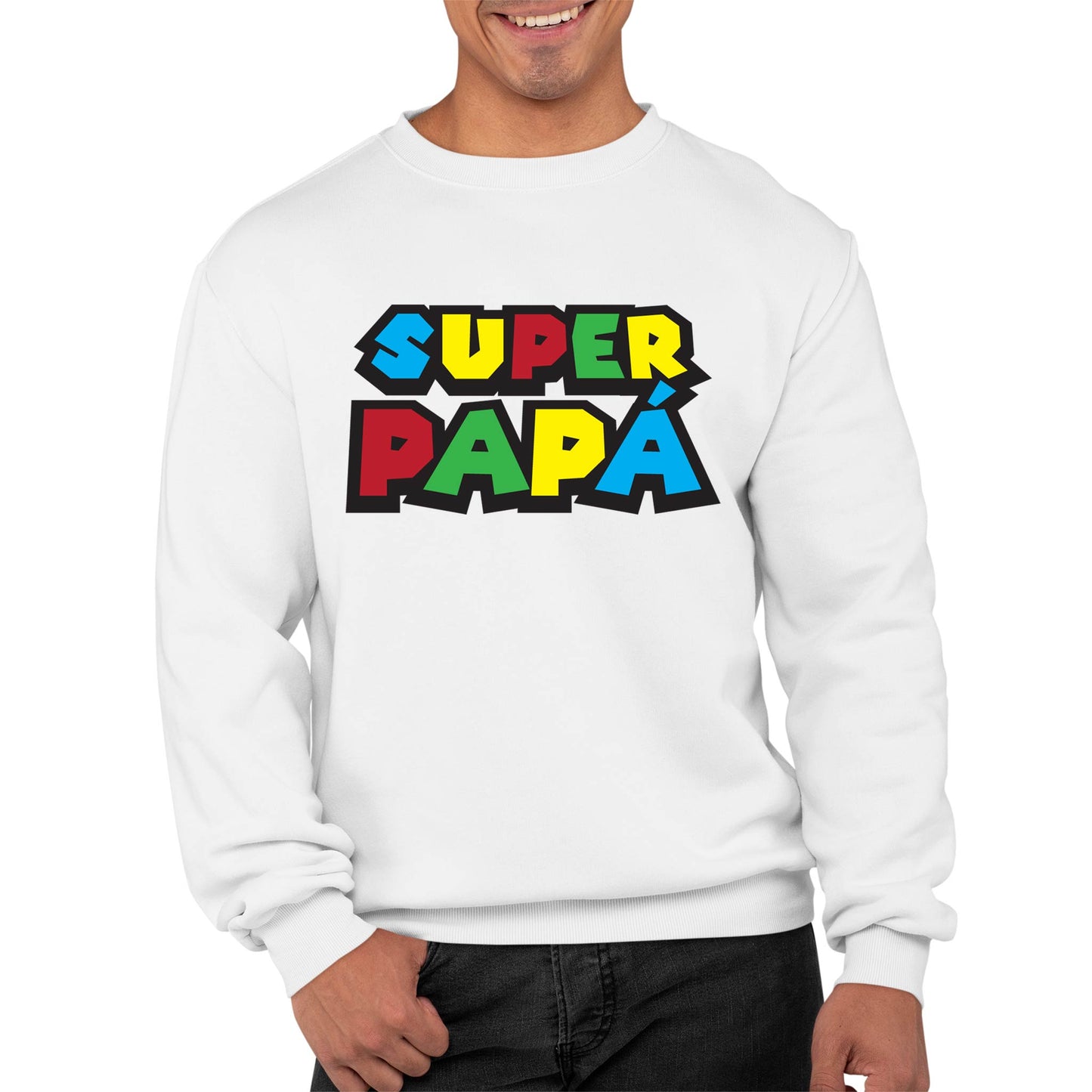 Sudadera Hombre Cuello Redondo Super Papá Mario Bros