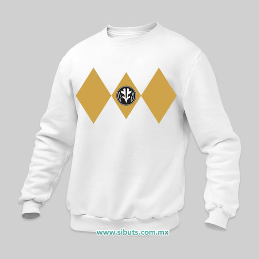 Sudadera Hombre Cuello Redondo Power Ranger Blanco