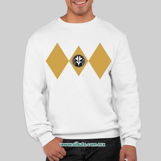 Sudadera Hombre Cuello Redondo Power Ranger Blanco