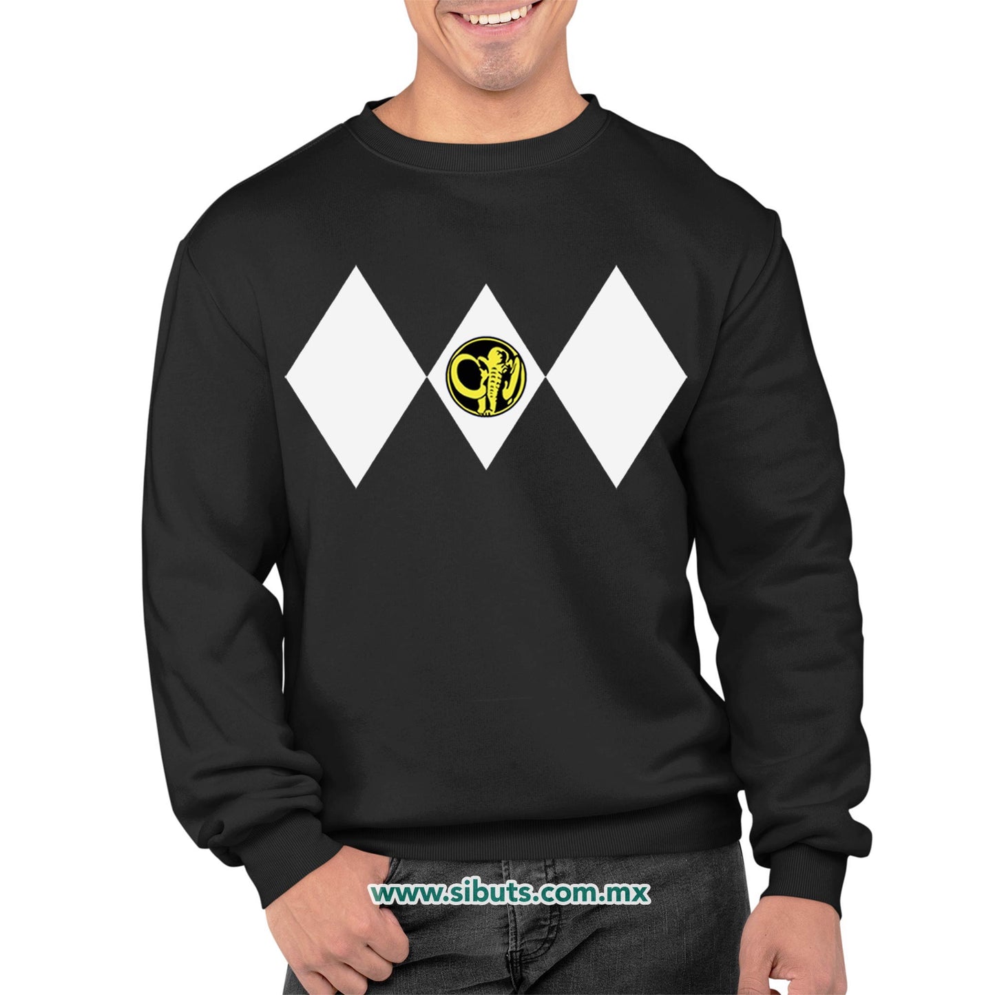 Sudadera Hombre Cuello Redondo Power Ranger Negro