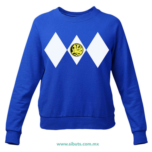 Sudadera Mujer Cuello Redondo Power Ranger Azul