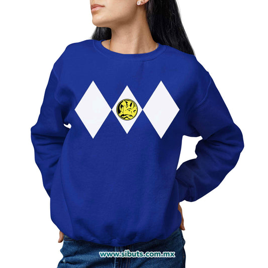 Sudadera Mujer Cuello Redondo Power Ranger Azul