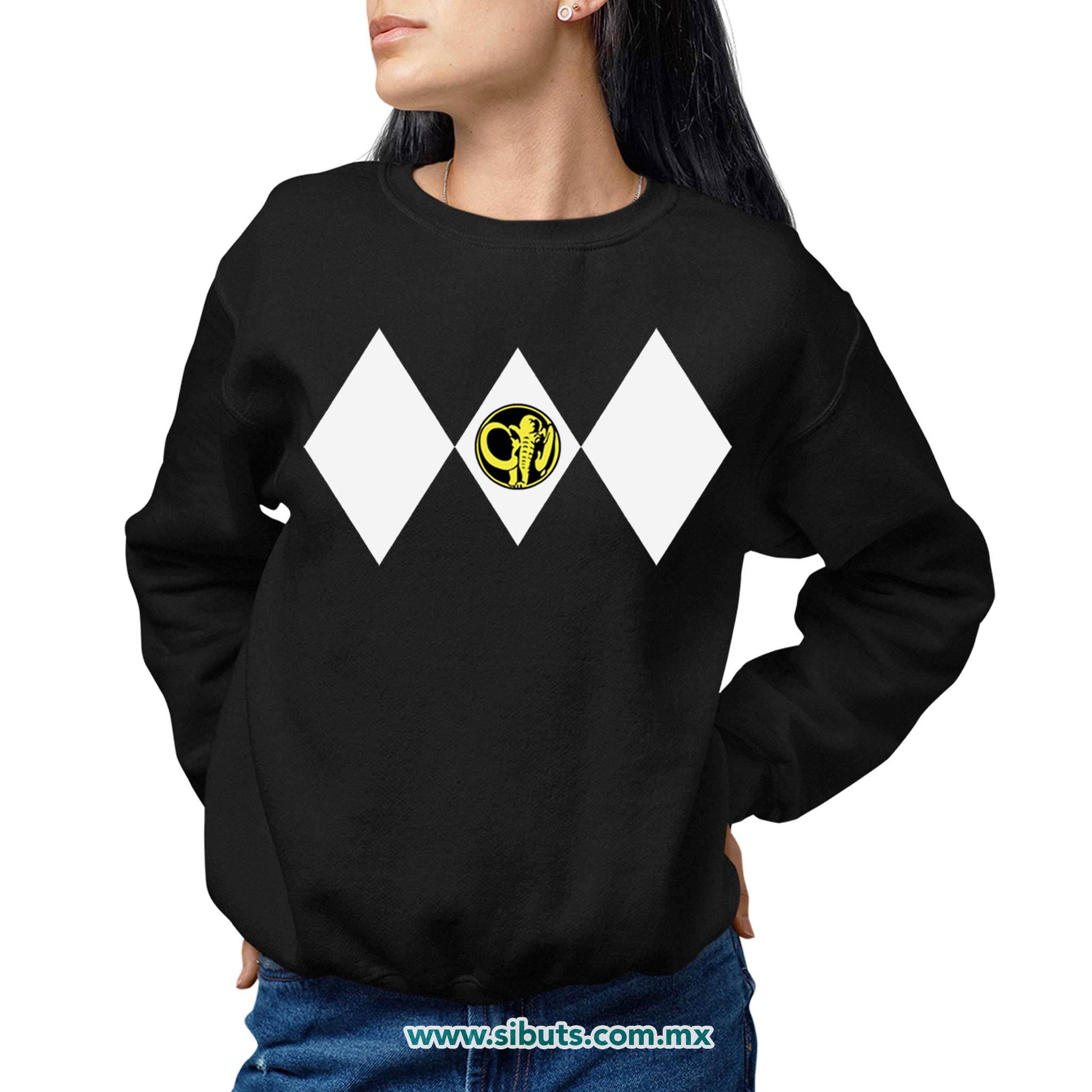 Sudadera Mujer Cuello Redondo Power Ranger Negro