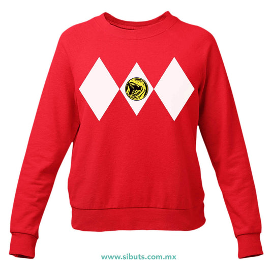 Sudadera Mujer Cuello Redondo Power Ranger Rojo