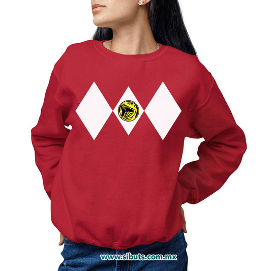 Sudadera Mujer Cuello Redondo Power Ranger Rojo