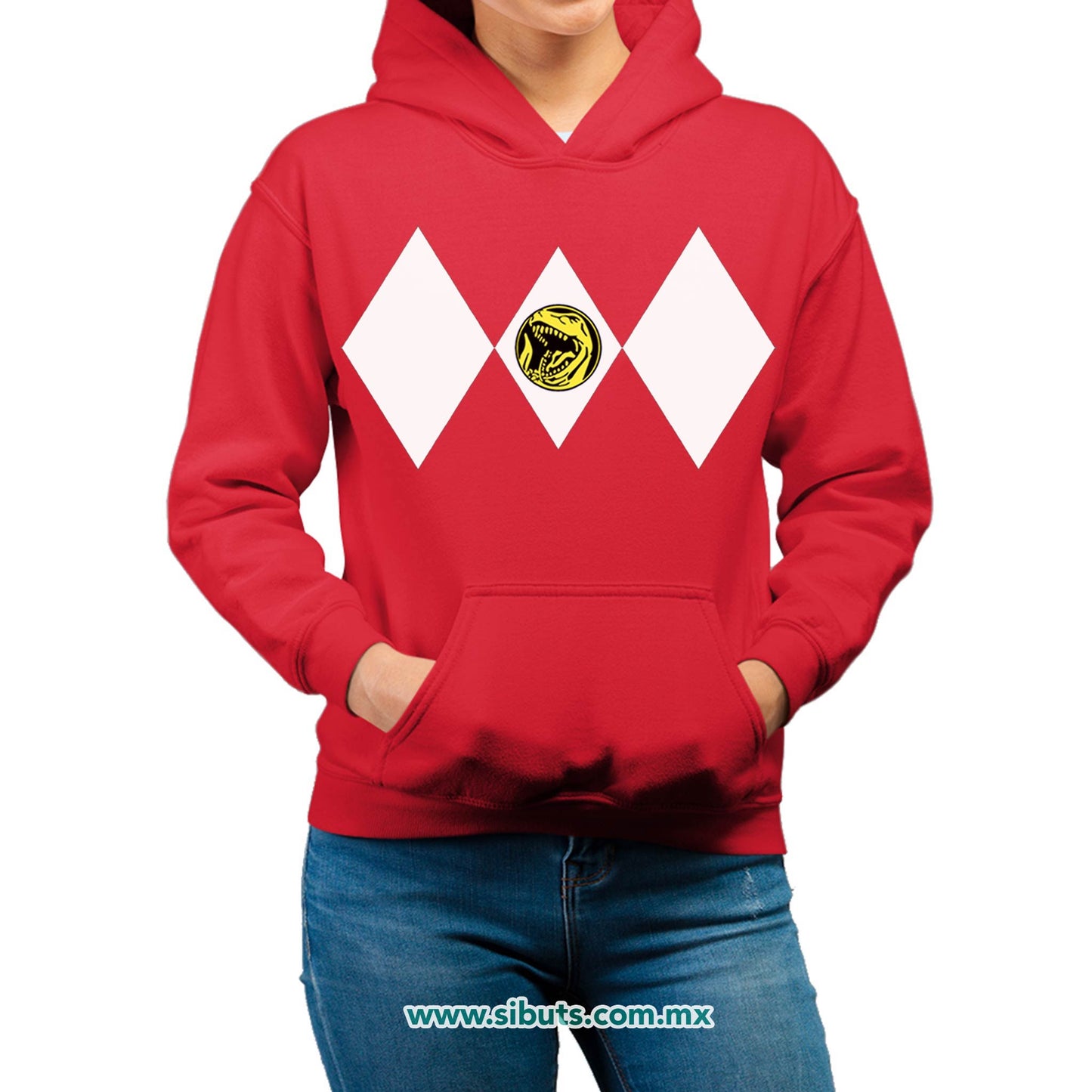 Sudadera Mujer Gorro Power Ranger Rojo