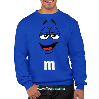 Sudadera Hombre Cuello Redondo Chocolate M&M Azul