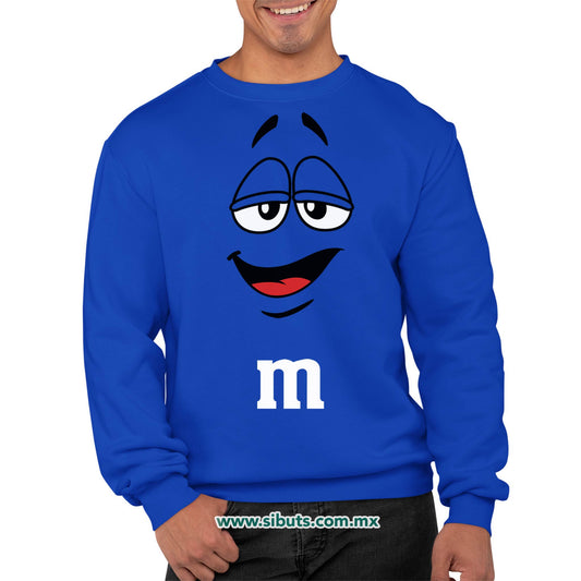 Sudadera Hombre Cuello Redondo Chocolate M&M Azul