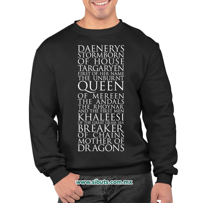 Sudadera Hombre Cuello Redondo Game Of Thrones Daenerys