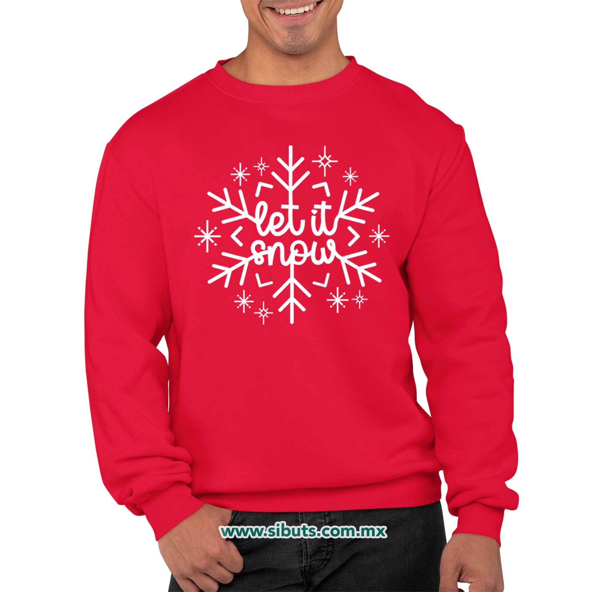 Sudadera Hombre Cuello Redondo Copo De Nieve Let It Snow