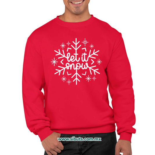 Sudadera Hombre Cuello Redondo Copo De Nieve Let It Snow
