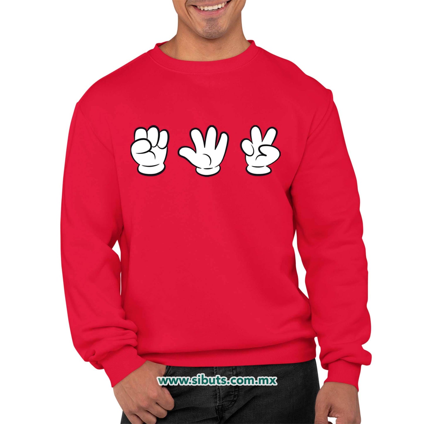 Sudadera Hombre Cuello Redondo Juego Piedra Papel O Tijera