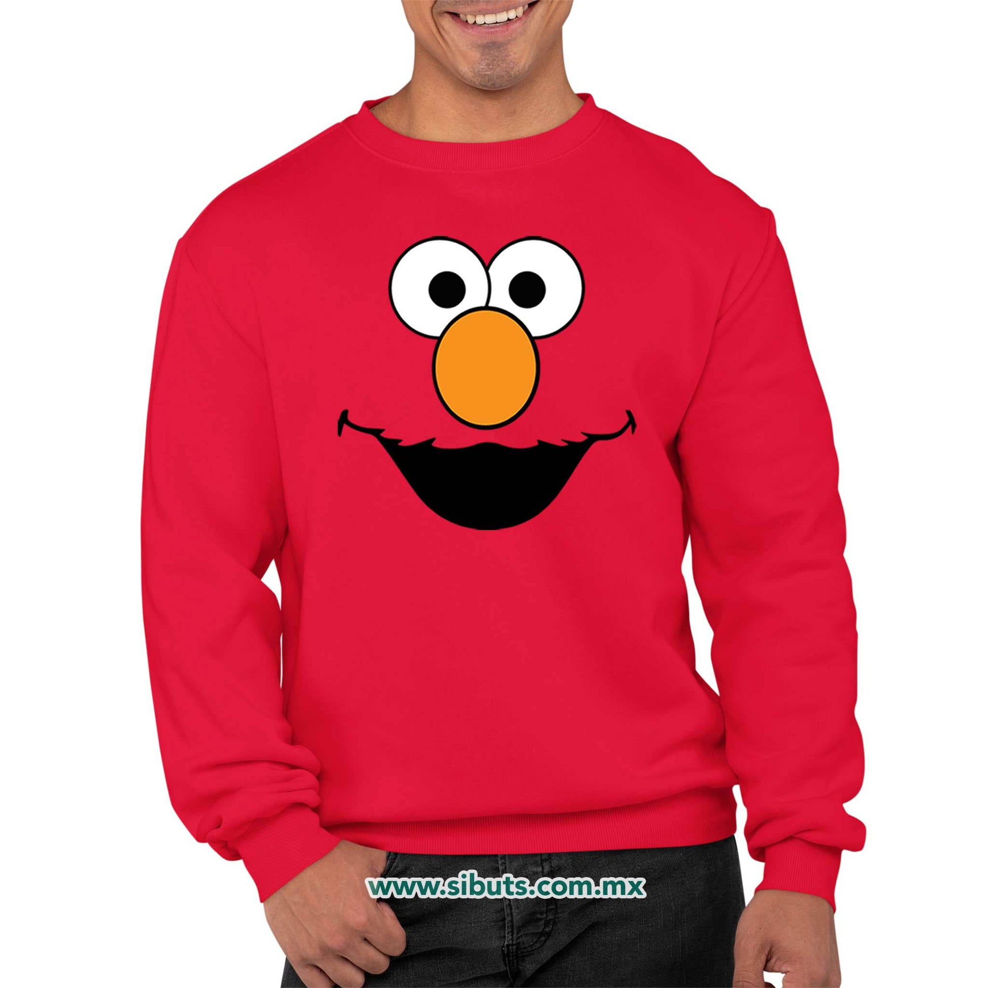 Sudadera Hombre Cuello Redondo Plaza Sesamo Elmo