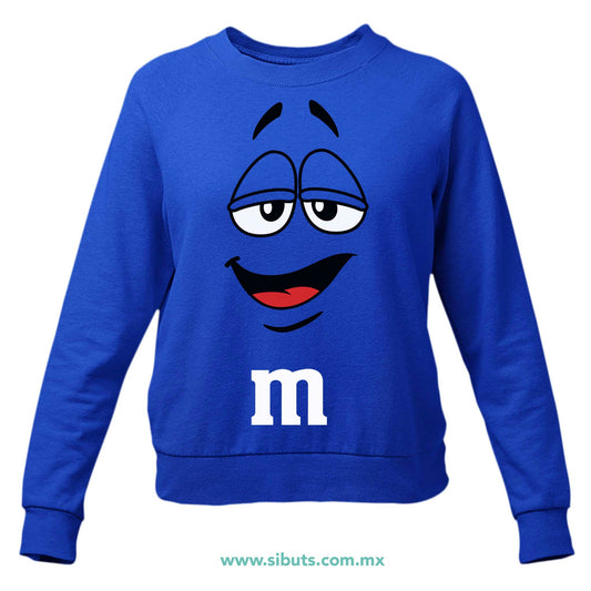 Sudadera Mujer Cuello Redondo Chocolate M&M Azul
