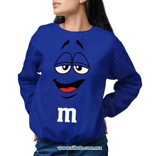 Sudadera Mujer Cuello Redondo Chocolate M&M Azul