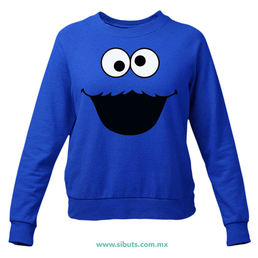 Sudadera Mujer Cuello Redondo Plaza Sesamo Cookie Monster