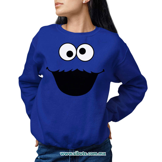 Sudadera Mujer Cuello Redondo Plaza Sesamo Cookie Monster