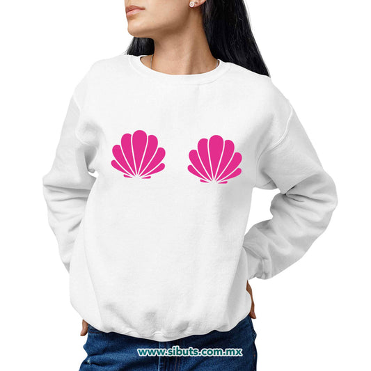 Sudadera Mujer Cuello Redondo Conchas Sirena