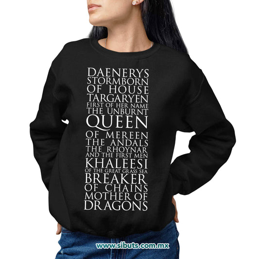 Sudadera Mujer Cuello Redondo Game Of Thrones Daenerys