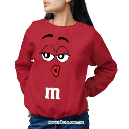 Sudadera Mujer Cuello Redondo Chocolate M&M Rojo