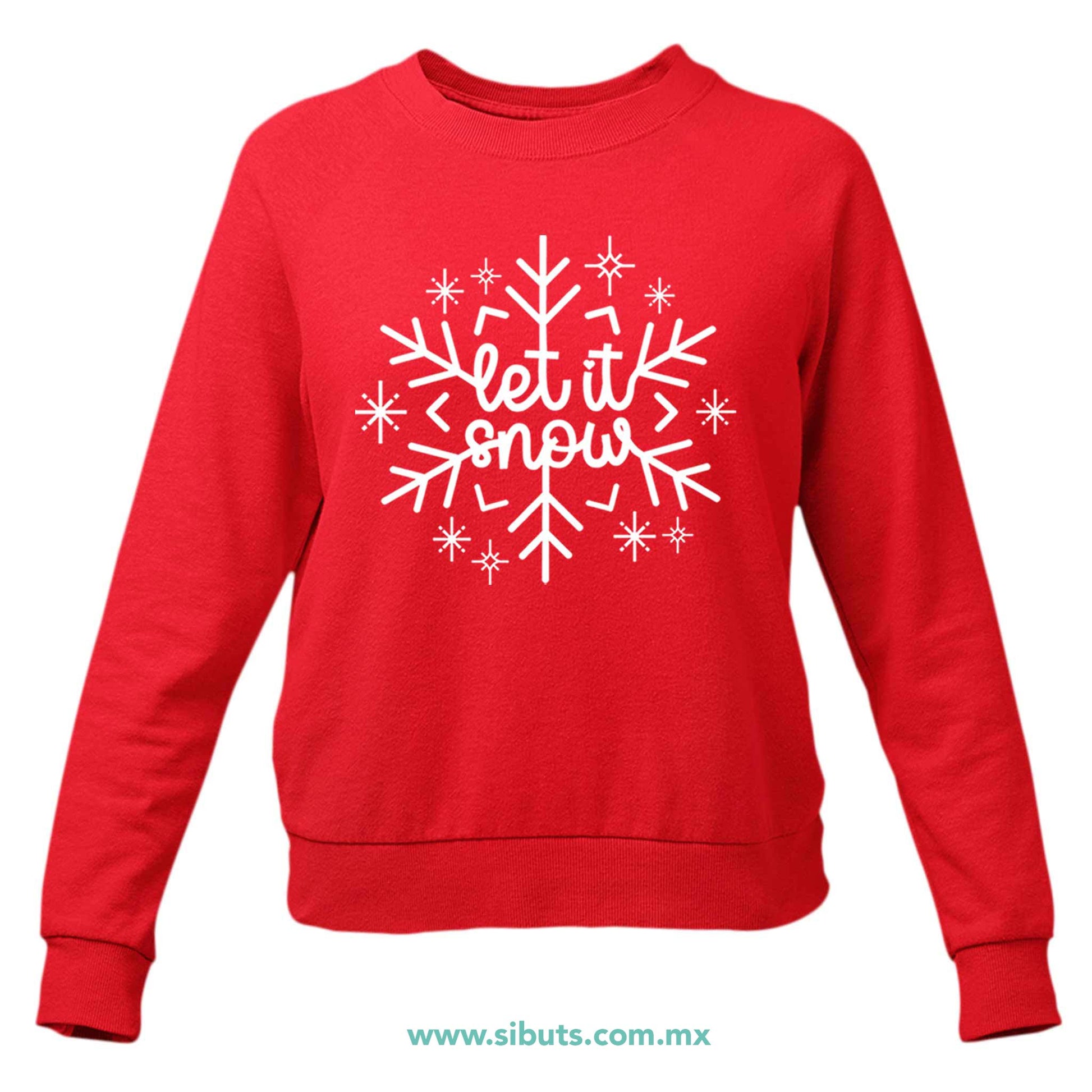 Sudadera Mujer Cuello Redondo Copo De Nieve Let It Snow