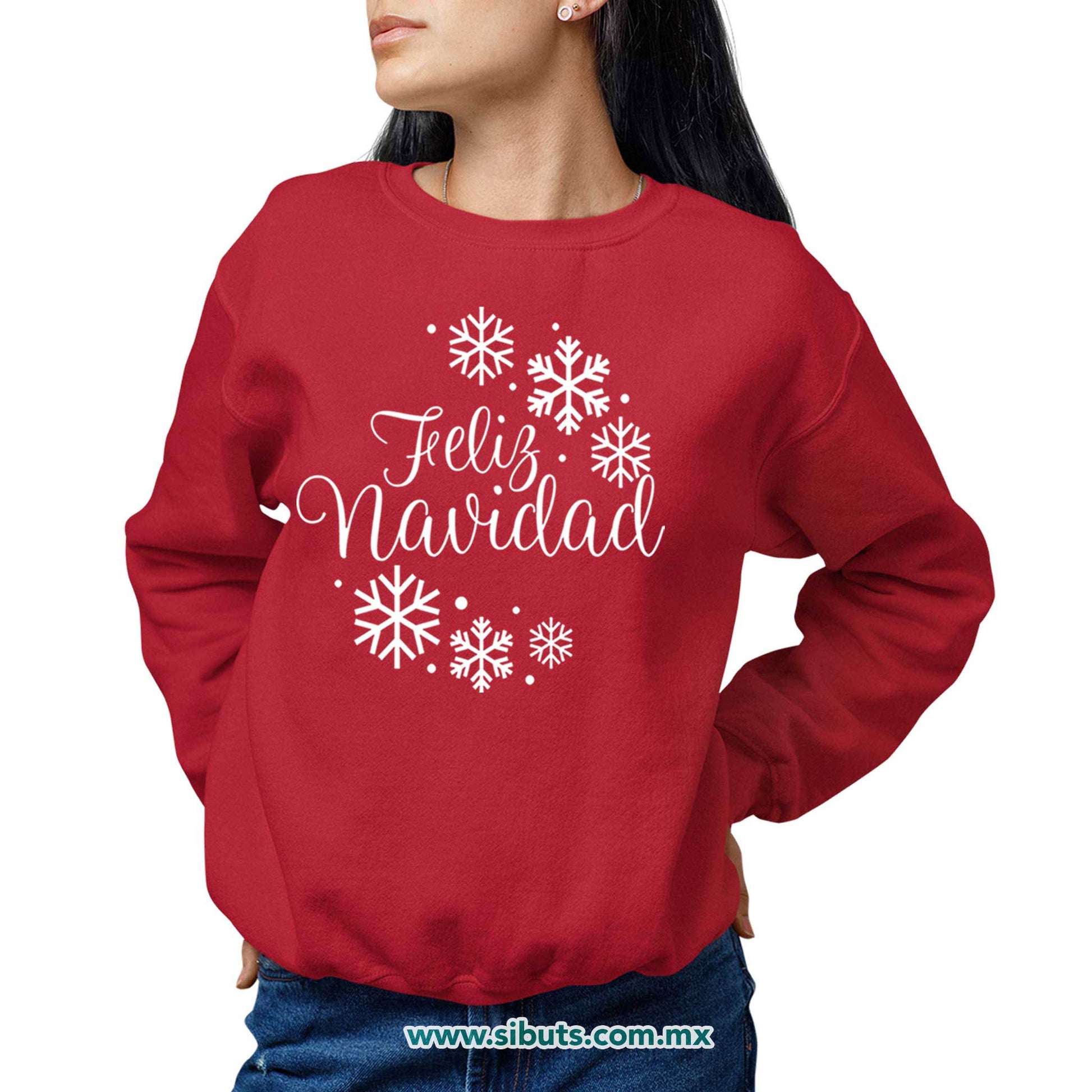 Sudadera Mujer Cuello Redondo Feliz Navidad