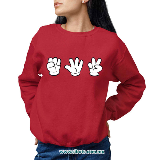 Sudadera Mujer Cuello Redondo Juego Piedra Papel O Tijera