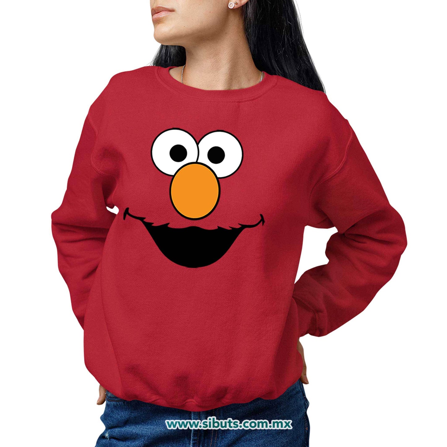 Sudadera Mujer Cuello Redondo Plaza Sesamo Elmo