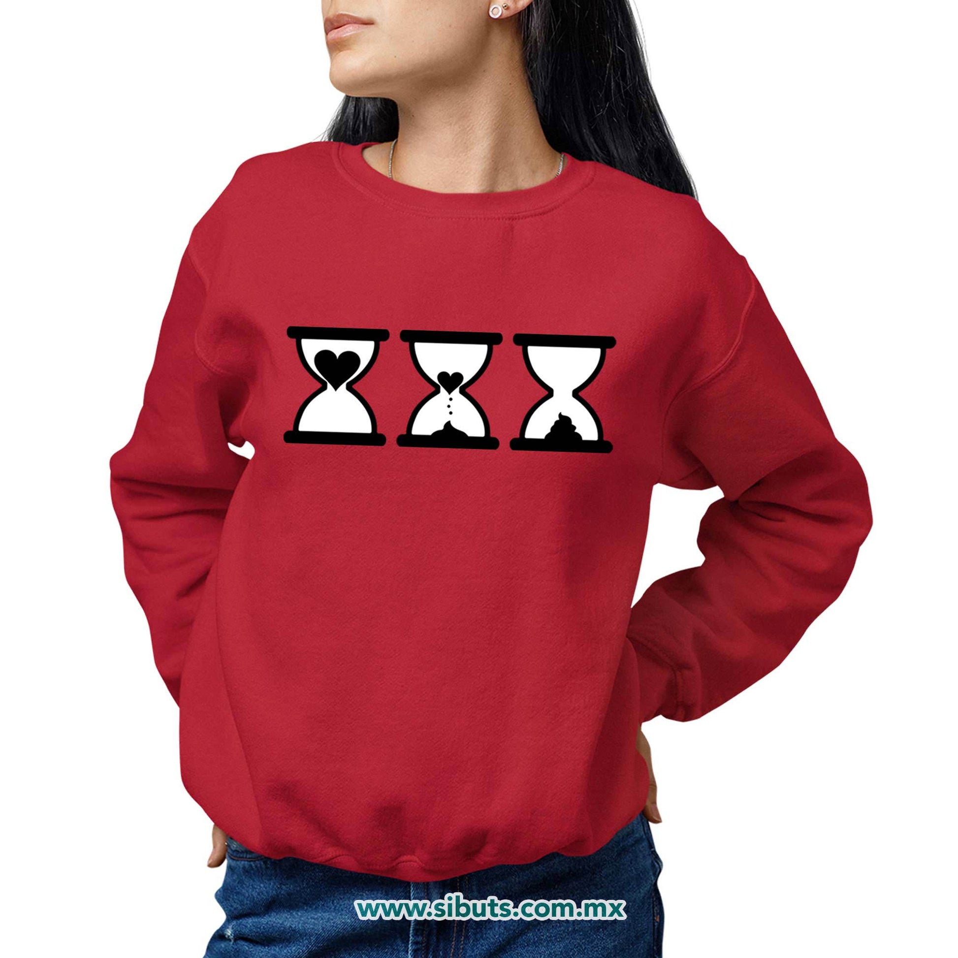 Sudadera Mujer Cuello Redondo San Valentin Reloj De Arena Desamor