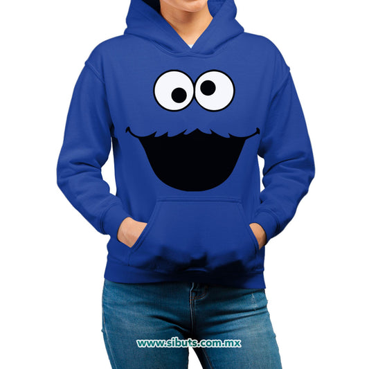 Sudadera Mujer Gorro Plaza Sesamo Cookie Monster