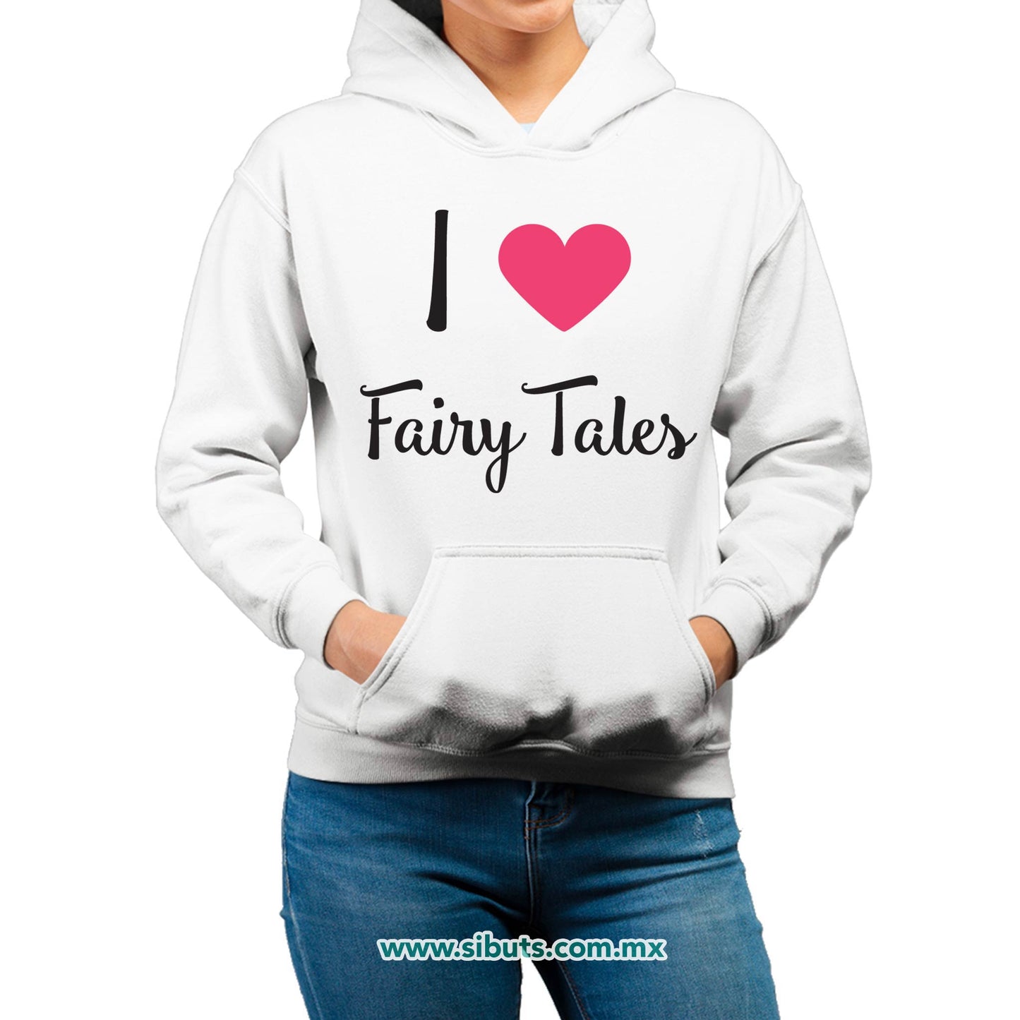Sudadera Mujer Gorro I Love Fairytales Con Alas