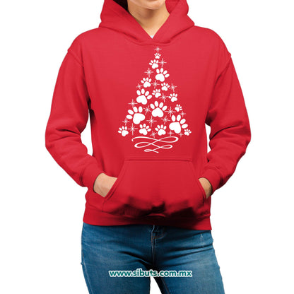 Sudadera Mujer Gorro Árbol Navidad Con Huella De Perrito
