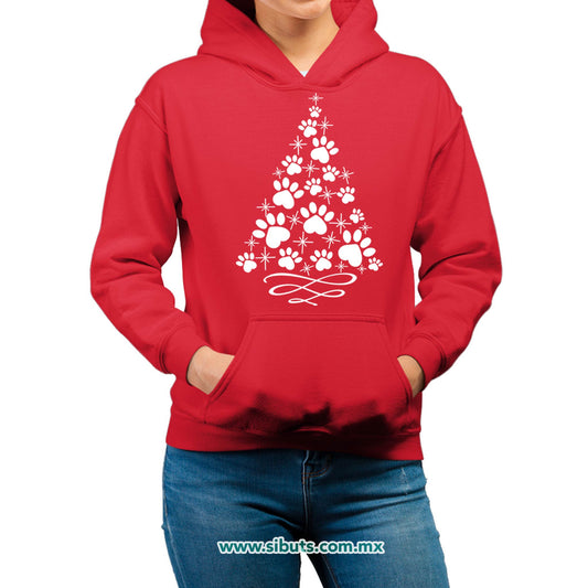Sudadera Mujer Gorro Árbol Navidad Con Huella De Perrito