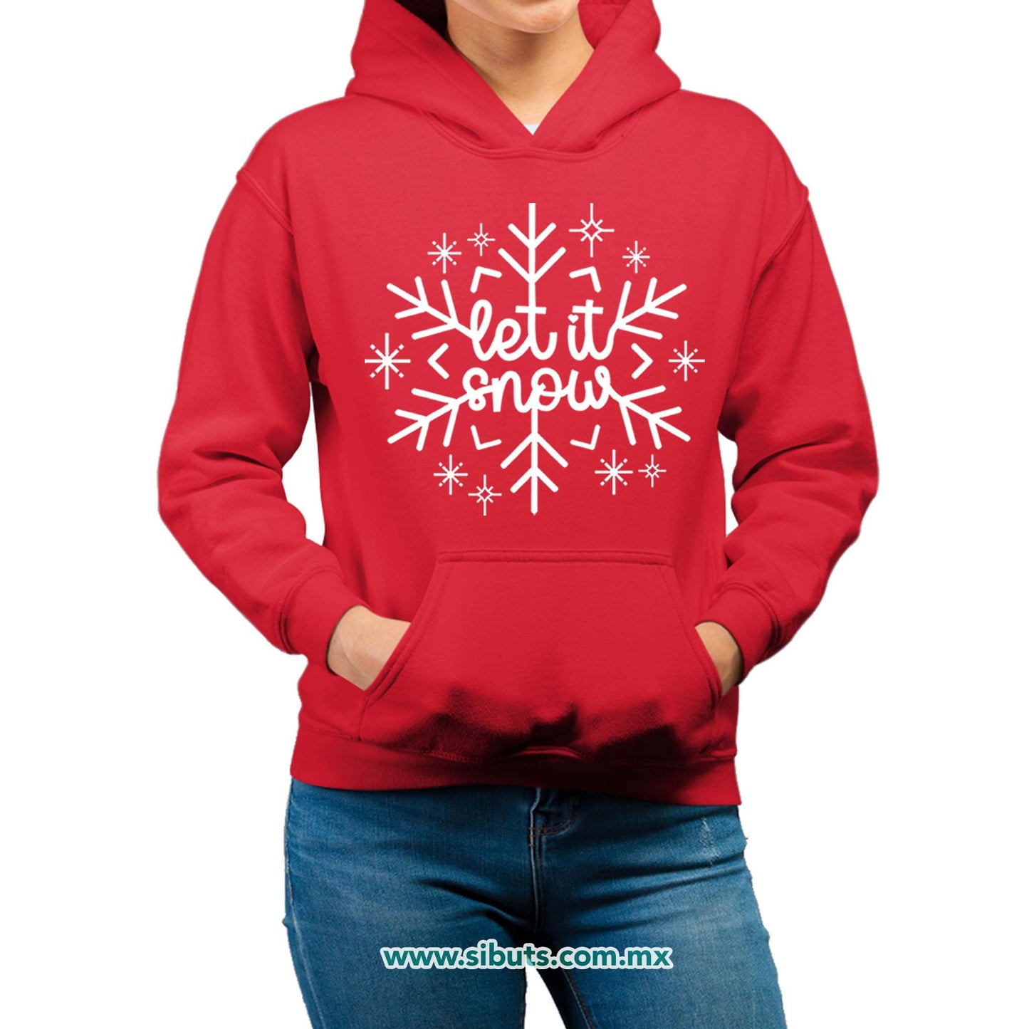 Sudadera Mujer Gorro Copo De Nieve Let It Snow