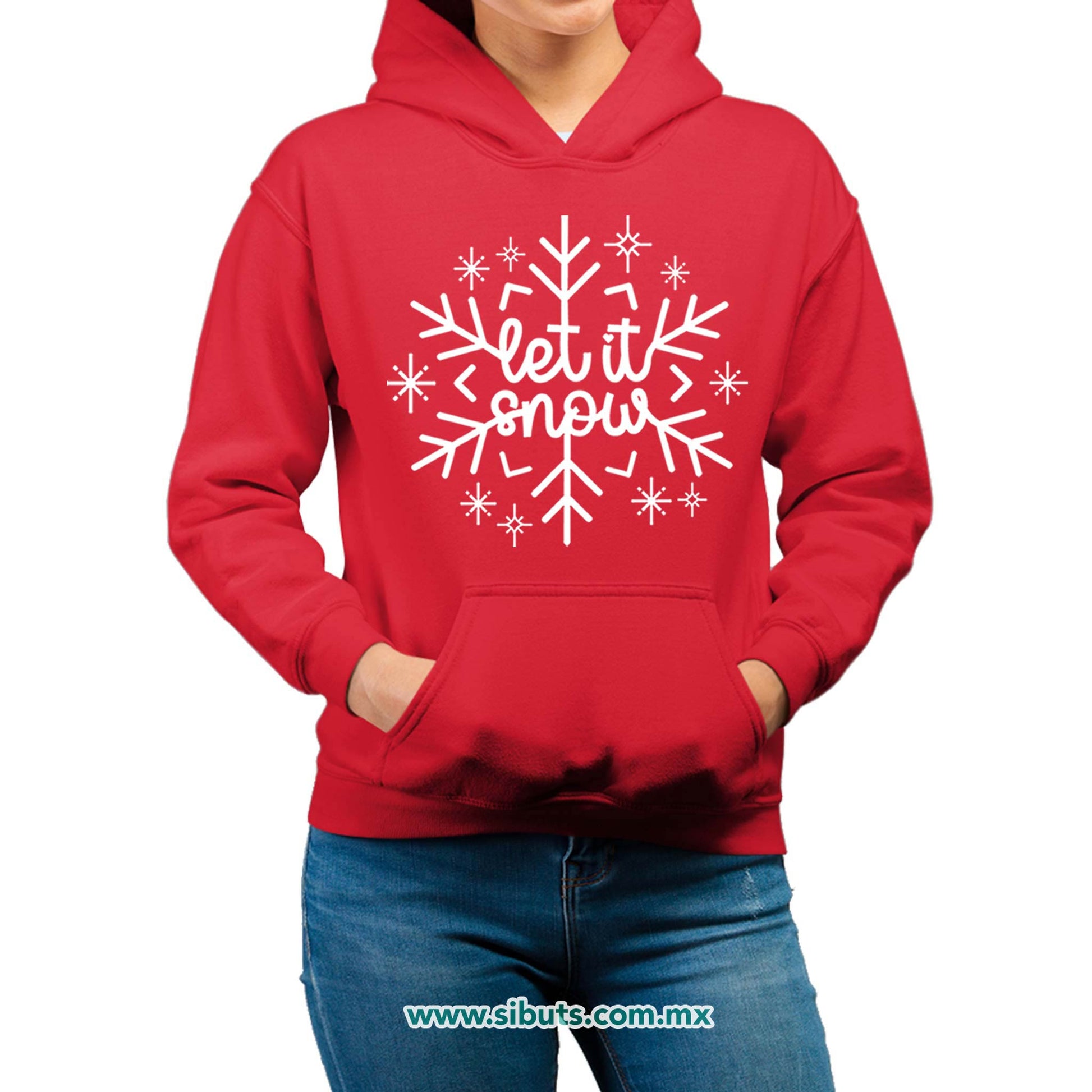 Sudadera Mujer Gorro Copo De Nieve Let It Snow