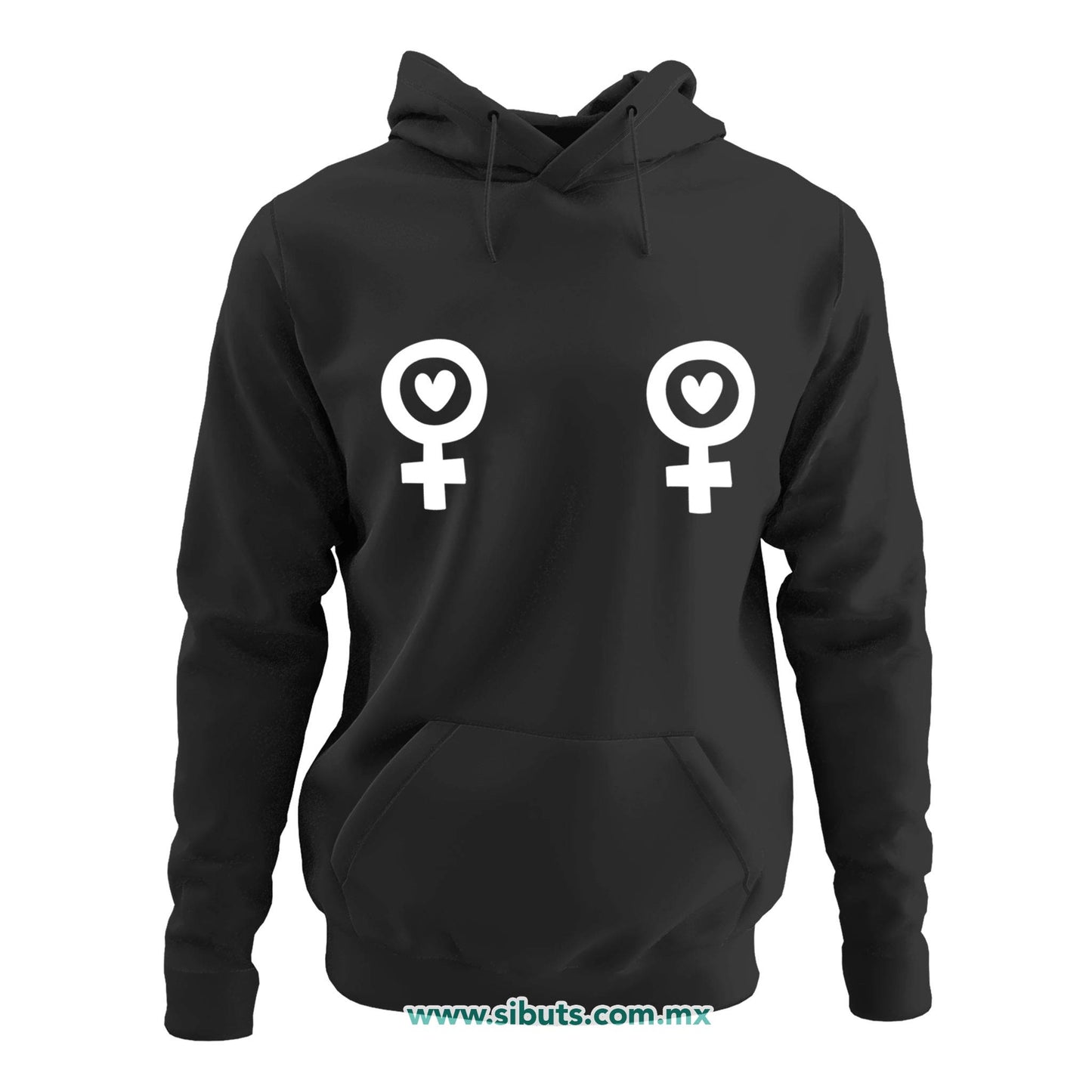 Sudadera Mujer Gorro Siímbolo Feminista Boobs