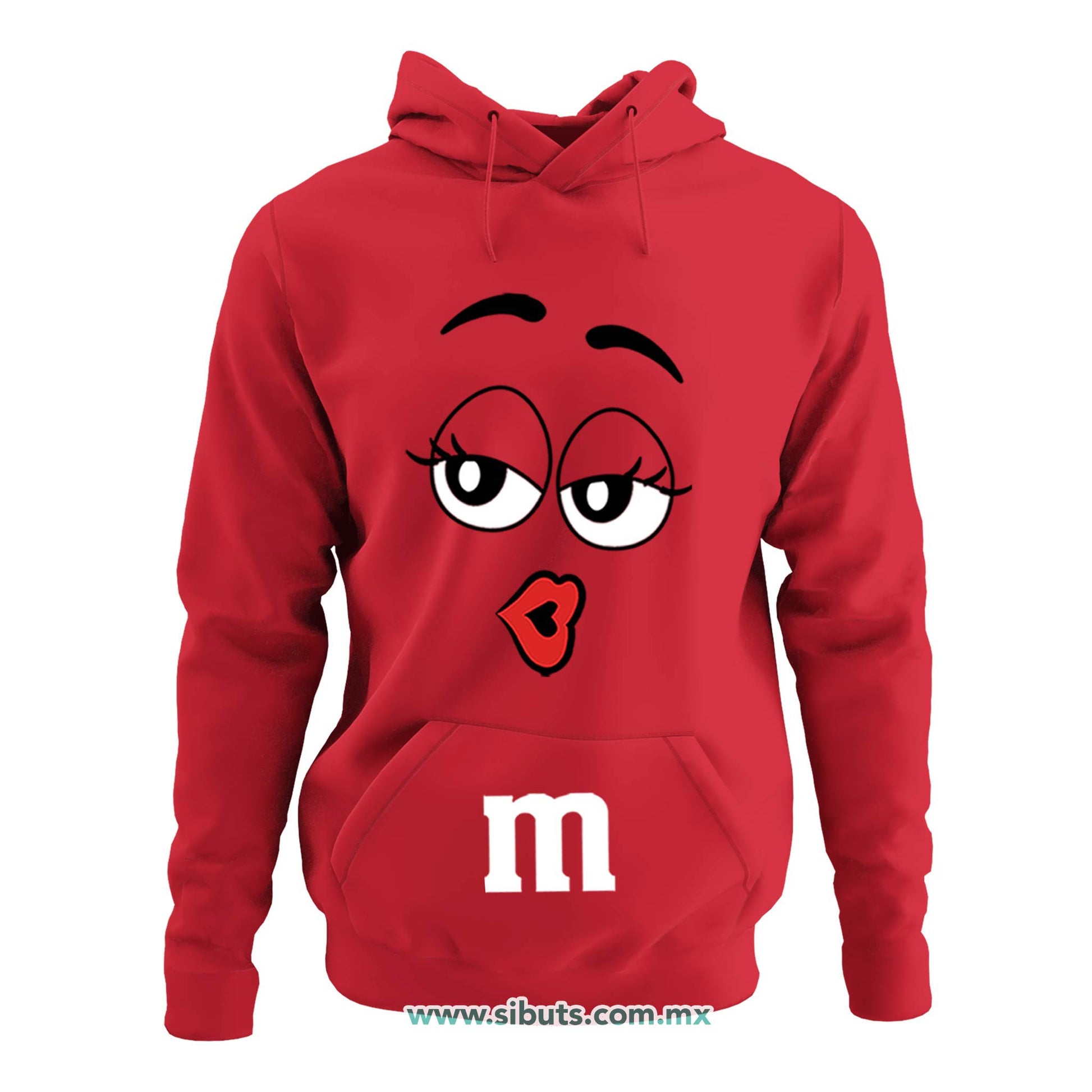 Sudadera Mujer Gorro Chocolate M&M Rojo