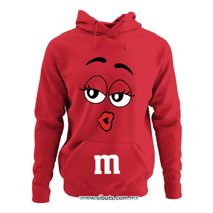 Sudadera Mujer Gorro Chocolate M&M Rojo