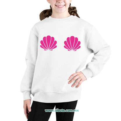Sudadera Niña Cuello Redondo Conchas Sirena