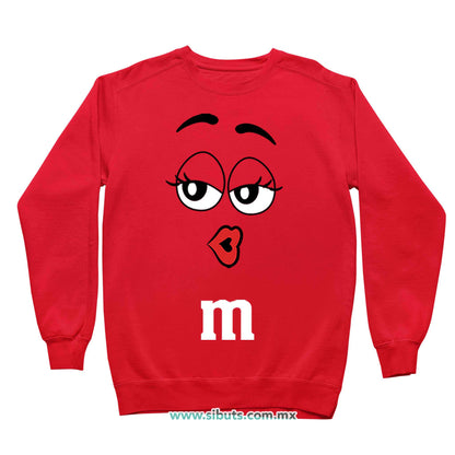 Sudadera Niña Cuello Redondo Chocolate M&M Rojo