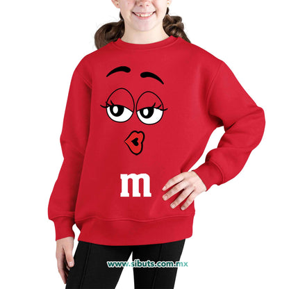 Sudadera Niña Cuello Redondo Chocolate M&M Rojo