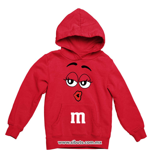 Sudadera Niña Gorro Chocolate M&M Rojo